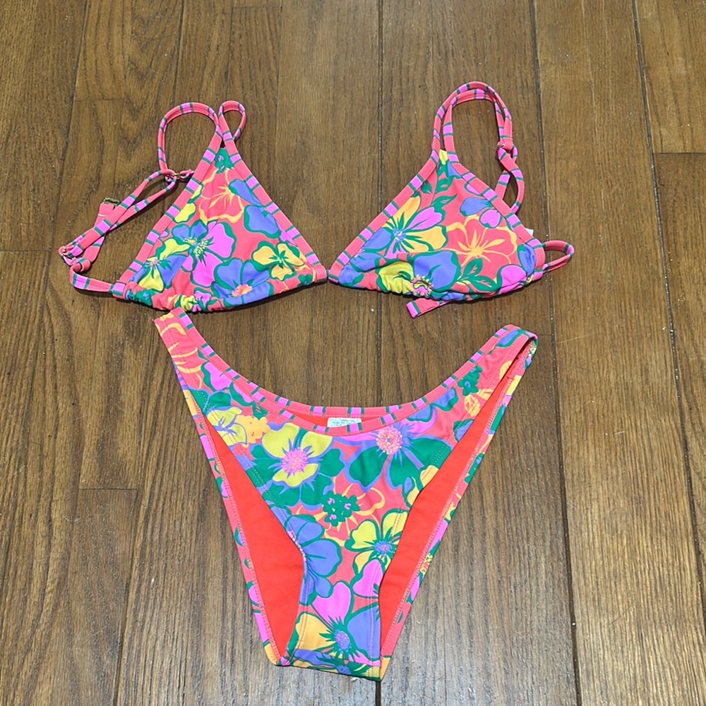 Wild Fable Floral Bikini Set in Pink and Green